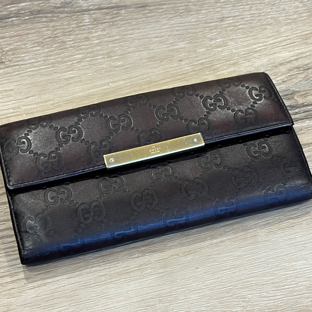 GUCCI Brown Guccissima Continental Flap Wallet WOC - Picture 2 of 8